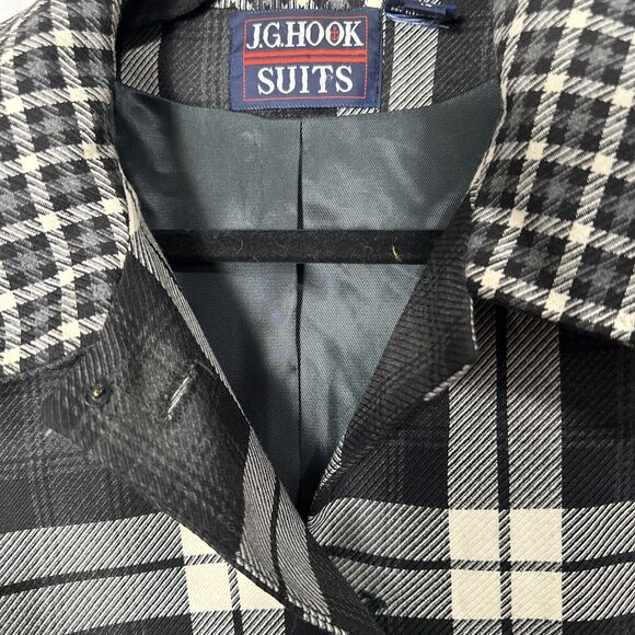 J.G. Hook Women’s Black White Plaid Coat Wool Blend Medium Length Size 14 # 858 - Picture 4 of 4